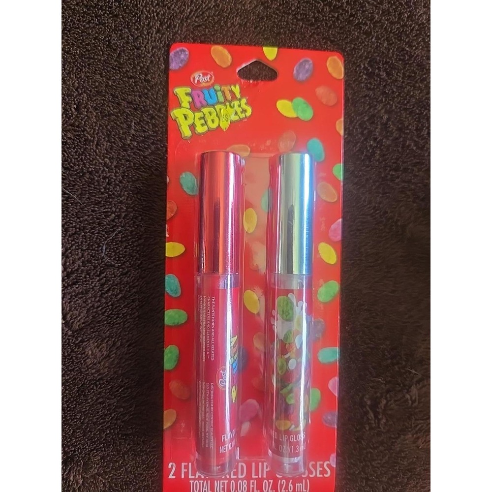 Post Fruity Pebbles Flavored Lip Gloss Set 2 Pack Scented Glitter Makeup New